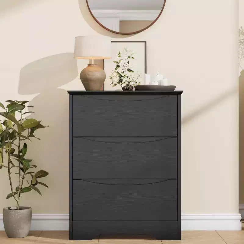 Wooden Dresser with 3 Drawers, Long Storage Dresser, Modern Closet, for Bedroom, Living Room