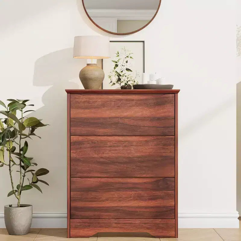 Wooden Dresser with 3 Drawers, Long Storage Dresser, Modern Closet, for Bedroom, Living Room