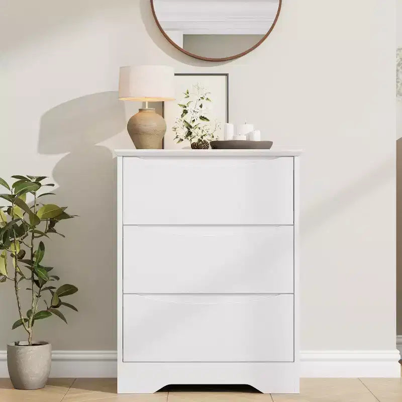 Wooden Dresser with 3 Drawers, Long Storage Dresser, Modern Closet, for Bedroom, Living Room