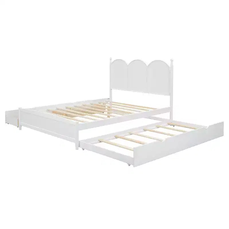 Polibi Queen Platform Bed with Twin XL Trundle & Dual Storage Drawers