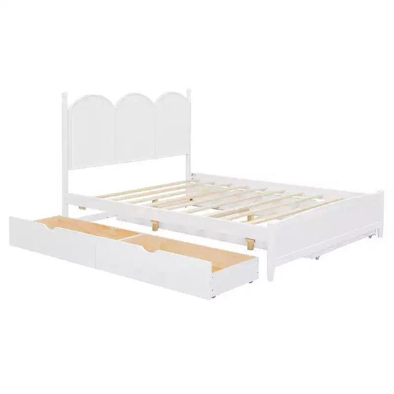 Polibi Queen Platform Bed with Twin XL Trundle & Dual Storage Drawers