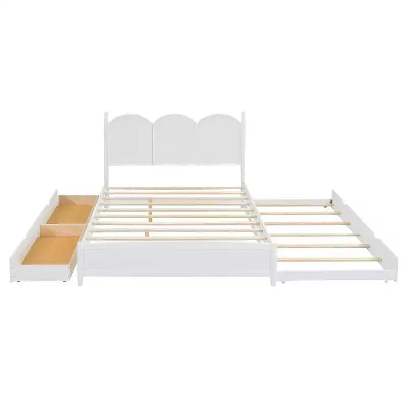 Polibi Queen Platform Bed with Twin XL Trundle & Dual Storage Drawers