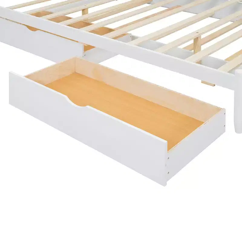 Polibi Queen Platform Bed with Twin XL Trundle & Dual Storage Drawers