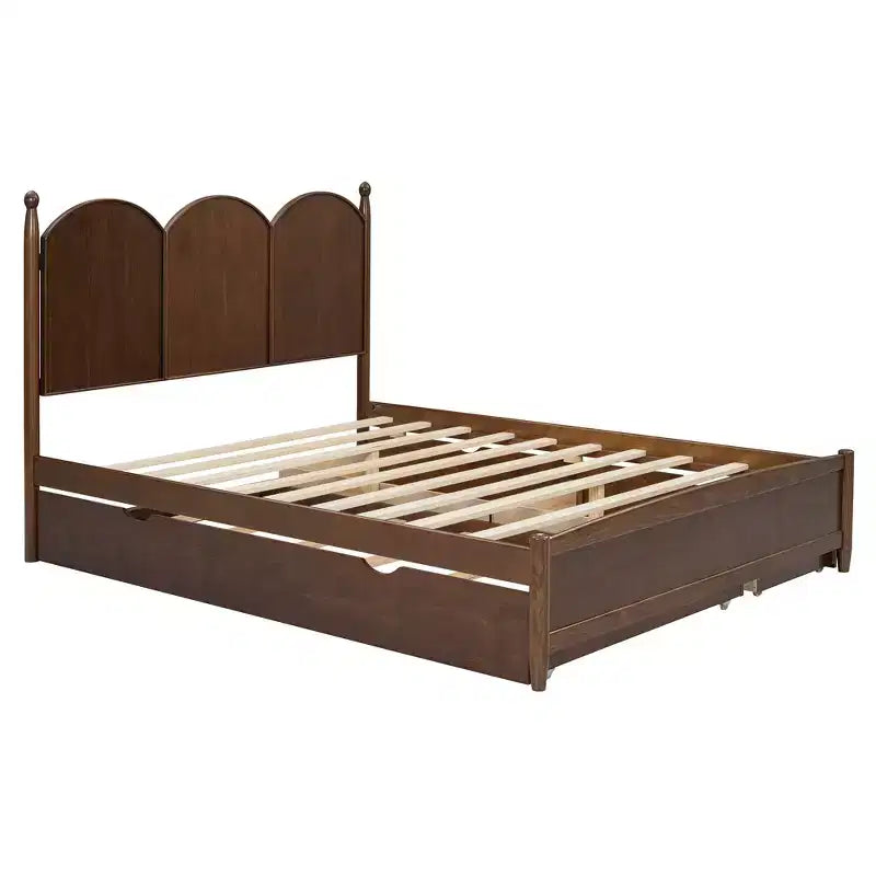 Polibi Queen Platform Bed with Twin XL Trundle & Dual Storage Drawers