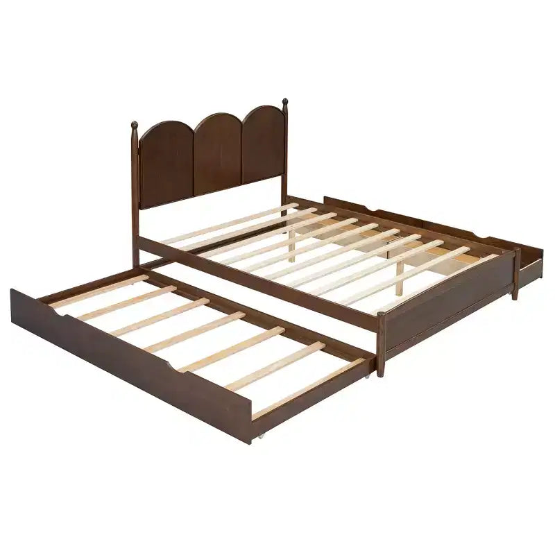 Polibi Queen Platform Bed with Twin XL Trundle & Dual Storage Drawers