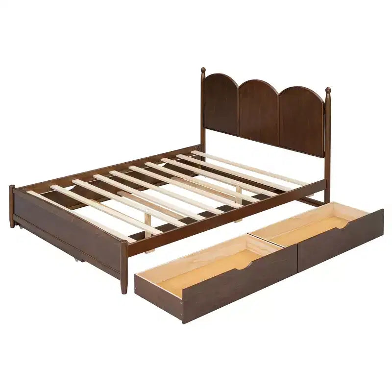 Polibi Queen Platform Bed with Twin XL Trundle & Dual Storage Drawers