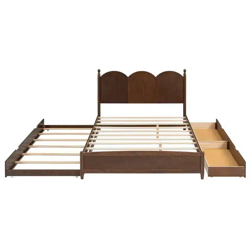 Polibi Queen Platform Bed with Twin XL Trundle & Dual Storage Drawers