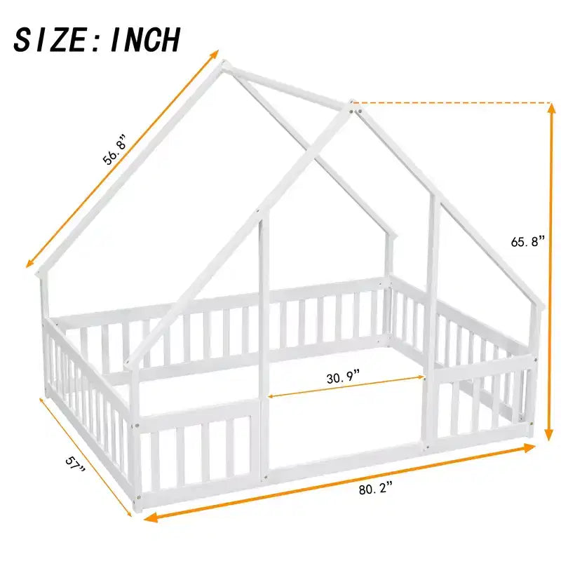MAYEERTY Full Bed Frame Soft-Close Drawers No Box Spring Needed Solid Pine Wood