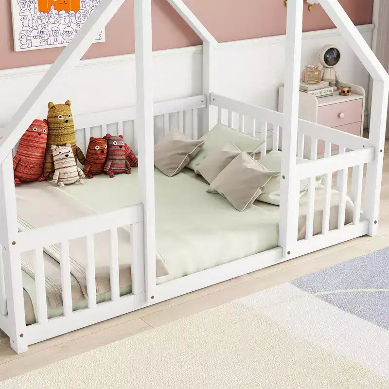 MAYEERTY Full Bed Frame Soft-Close Drawers No Box Spring Needed Solid Pine Wood