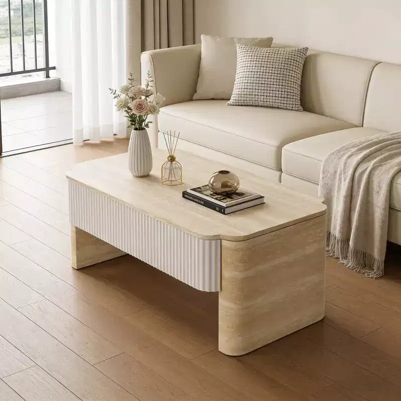 GDFStudio Swann Modern Wood Lift-Top Coffee Table with Fluted Panels and Storage Drawers