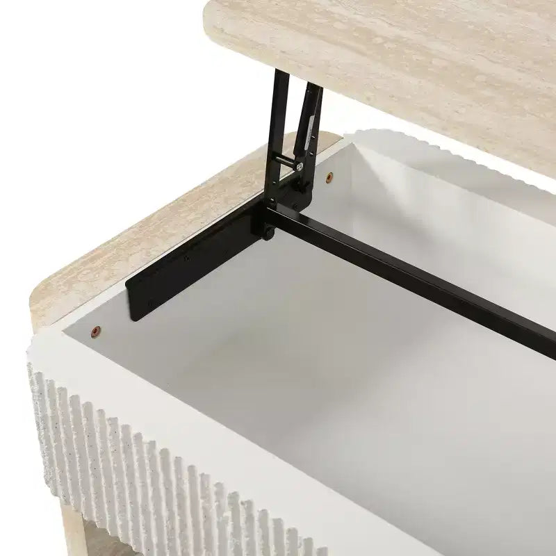 GDFStudio Swann Modern Wood Lift-Top Coffee Table with Fluted Panels and Storage Drawers