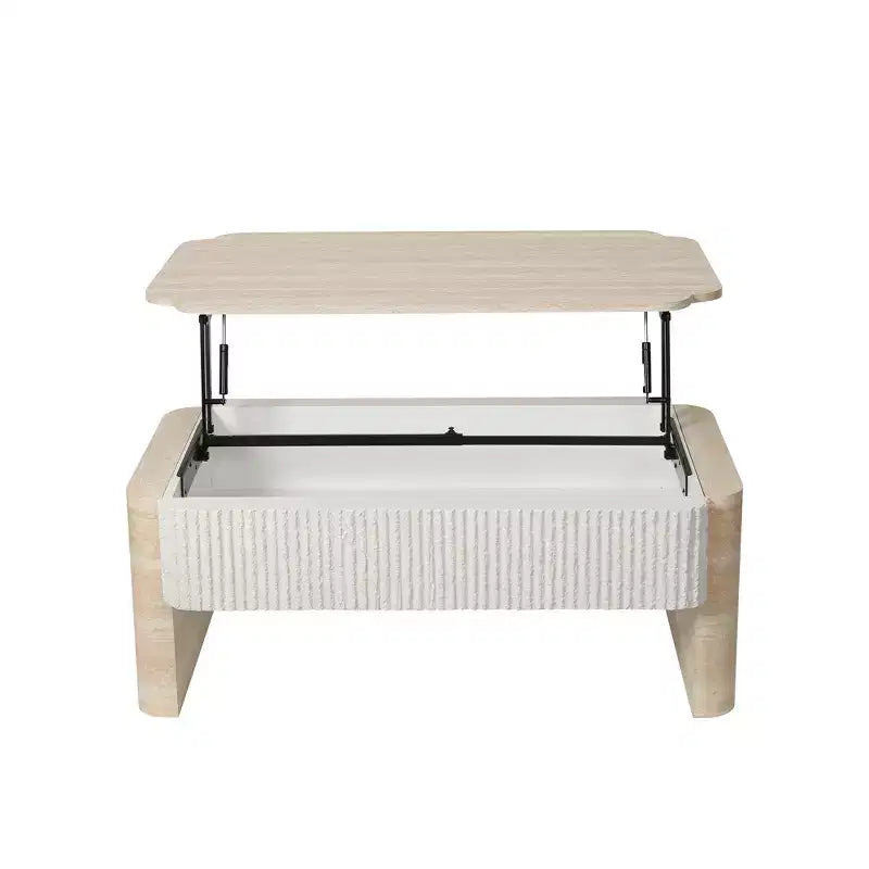 GDFStudio Swann Modern Wood Lift-Top Coffee Table with Fluted Panels and Storage Drawers