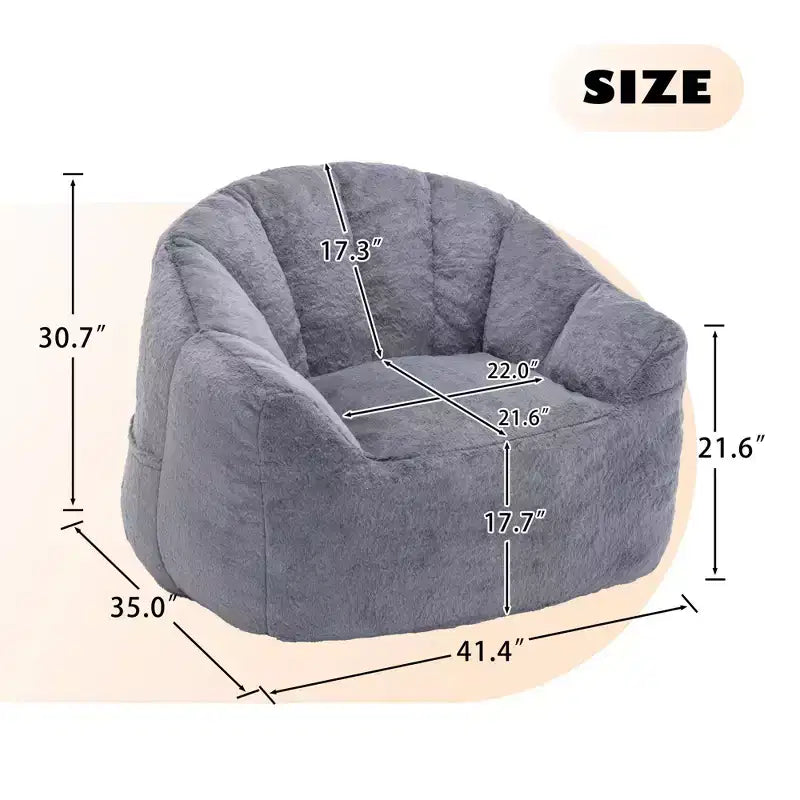 White Lounge Accent Chair for Adults, Faux Fur Upholstered Reading Chair with Armrests, High Density Foam, Cozy Modern Chair for Living Room Bedroom