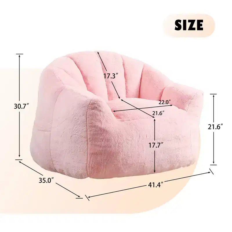 White Lounge Accent Chair for Adults, Faux Fur Upholstered Reading Chair with Armrests, High Density Foam, Cozy Modern Chair for Living Room Bedroom