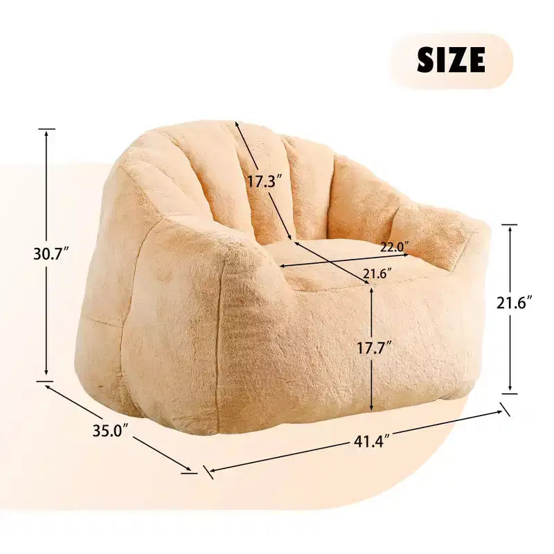 White Lounge Accent Chair for Adults, Faux Fur Upholstered Reading Chair with Armrests, High Density Foam, Cozy Modern Chair for Living Room Bedroom