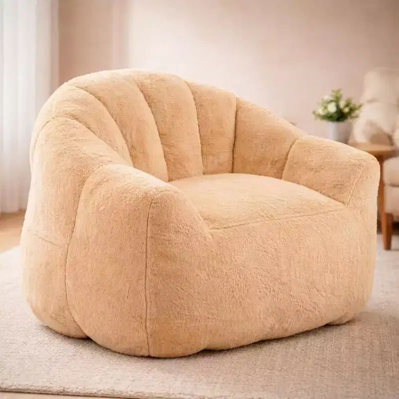 White Lounge Accent Chair for Adults, Faux Fur Upholstered Reading Chair with Armrests, High Density Foam, Cozy Modern Chair for Living Room Bedroom