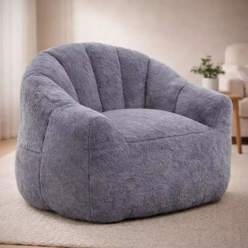 White Lounge Accent Chair for Adults, Faux Fur Upholstered Reading Chair with Armrests, High Density Foam, Cozy Modern Chair for Living Room Bedroom
