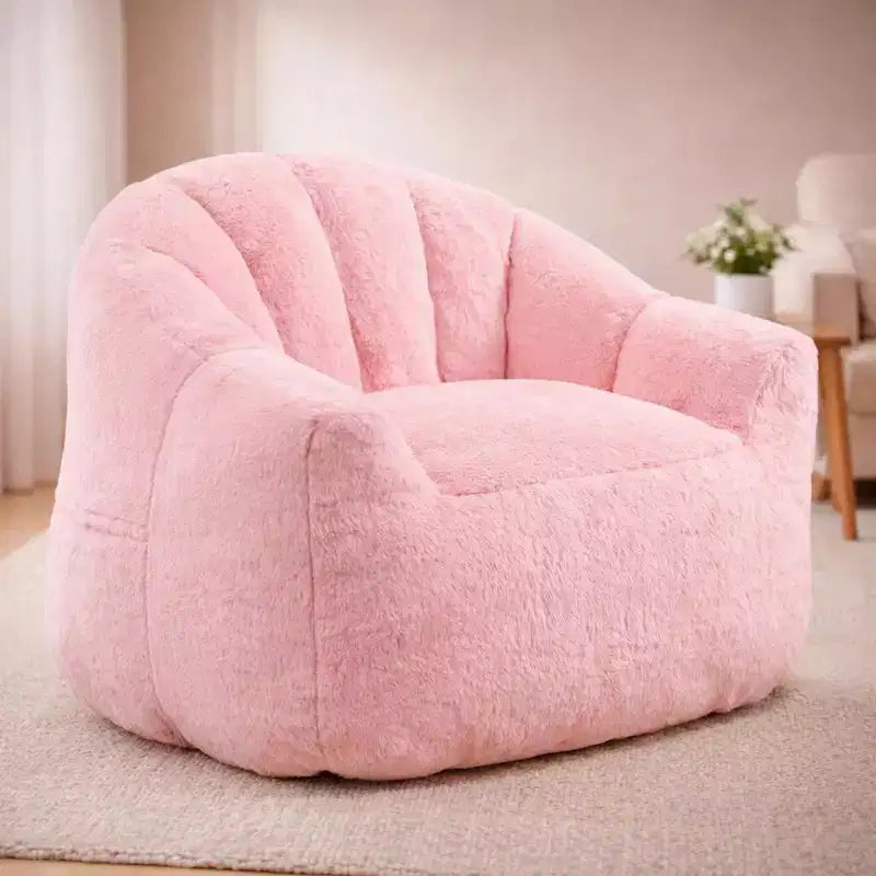 White Lounge Accent Chair for Adults, Faux Fur Upholstered Reading Chair with Armrests, High Density Foam, Cozy Modern Chair for Living Room Bedroom
