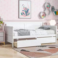 MAYEERTY Queen Bed Frame Soft-Close Drawers Solid Rubberwood No Box Spring Needed