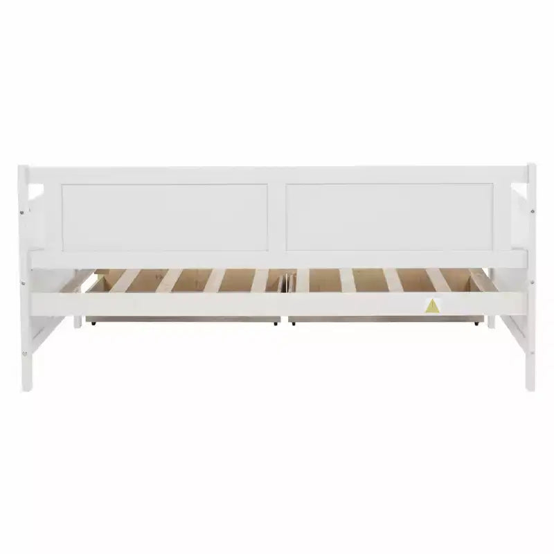 MAYEERTY Queen Bed Frame Soft-Close Drawers Solid Rubberwood No Box Spring Needed