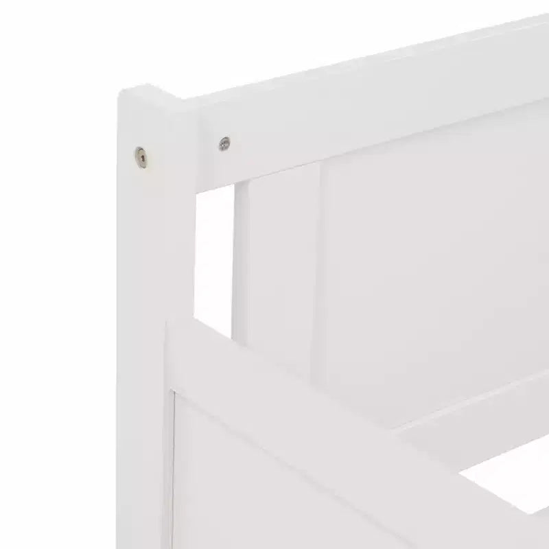MAYEERTY Queen Bed Frame Soft-Close Drawers Solid Rubberwood No Box Spring Needed