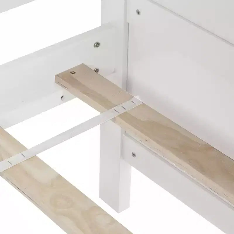 MAYEERTY Queen Bed Frame Soft-Close Drawers Solid Rubberwood No Box Spring Needed
