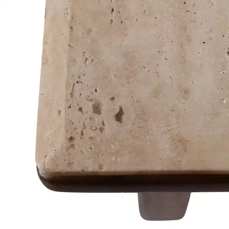 Rustic Edge Square End and Side Table for Small Spaces - Elegant Top and Wood Base for Living Room and Bedroom Decor - 21, Tan & Brown