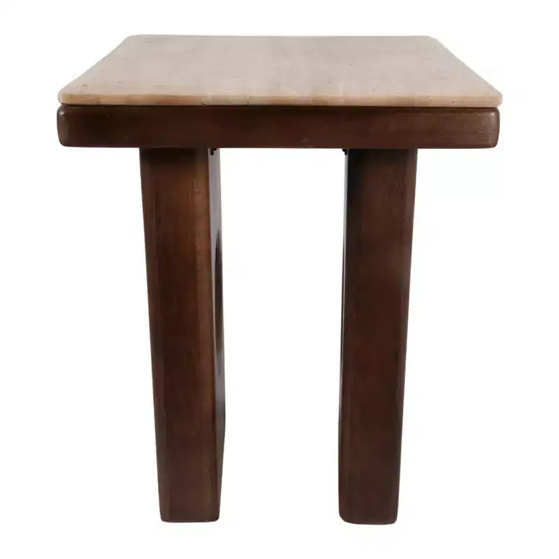 Rustic Edge Square End and Side Table for Small Spaces - Elegant Top and Wood Base for Living Room and Bedroom Decor - 21, Tan & Brown