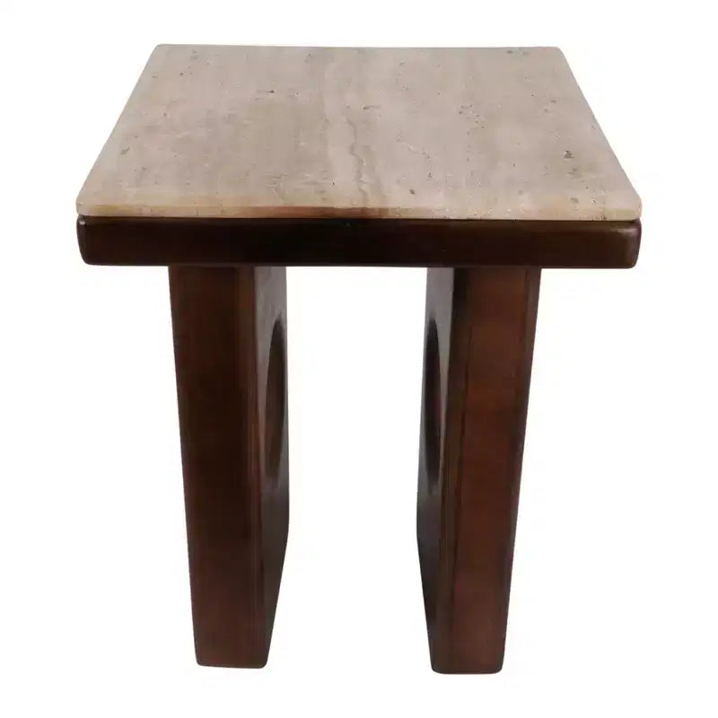 Rustic Edge Square End and Side Table for Small Spaces - Elegant Top and Wood Base for Living Room and Bedroom Decor - 21, Tan & Brown