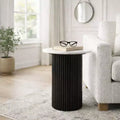 Contemporary Round Wood End and Side Table for Home Accent - Functional Night Stand or Bedside Drink Table for Bedroom and Room - 23, Black & White