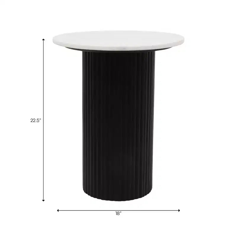 Contemporary Round Wood End and Side Table for Home Accent - Functional Night Stand or Bedside Drink Table for Bedroom and Room - 23, Black & White