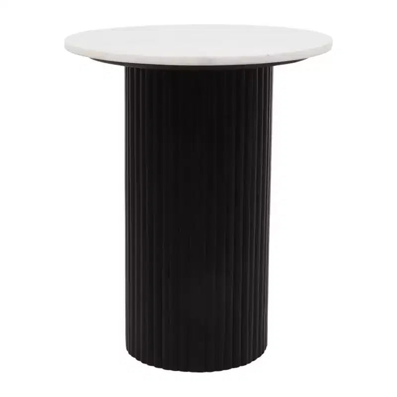 Contemporary Round Wood End and Side Table for Home Accent - Functional Night Stand or Bedside Drink Table for Bedroom and Room - 23, Black & White
