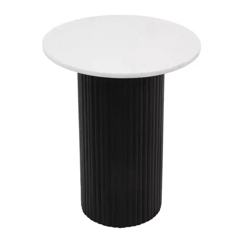 Contemporary Round Wood End and Side Table for Home Accent - Functional Night Stand or Bedside Drink Table for Bedroom and Room - 23, Black & White