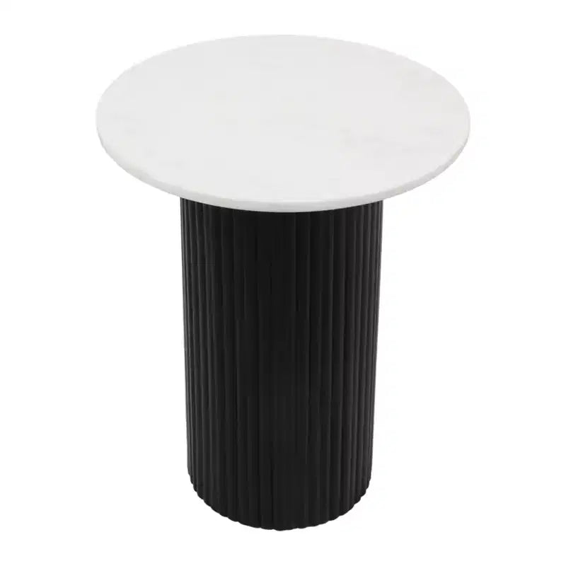 Contemporary Round Wood End and Side Table for Home Accent - Functional Night Stand or Bedside Drink Table for Bedroom and Room - 23, Black & White
