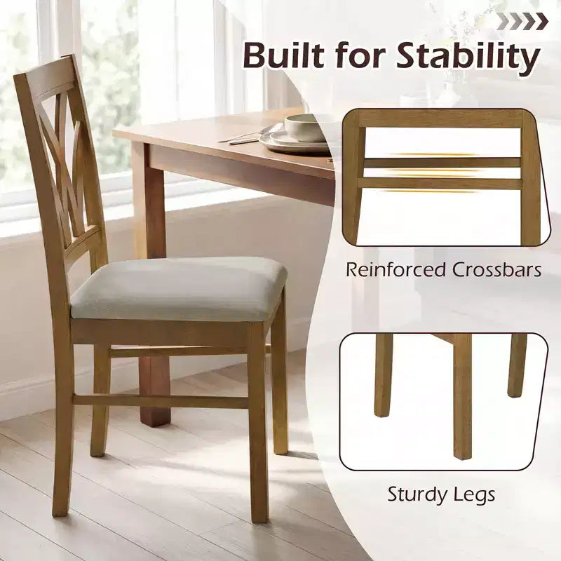 Costway Wooden Dining Chairs Set of 2/4 with Rubber Wood Frame Hollowed Backrest for Kitchen Brown + Beige/Oak + Light Brown