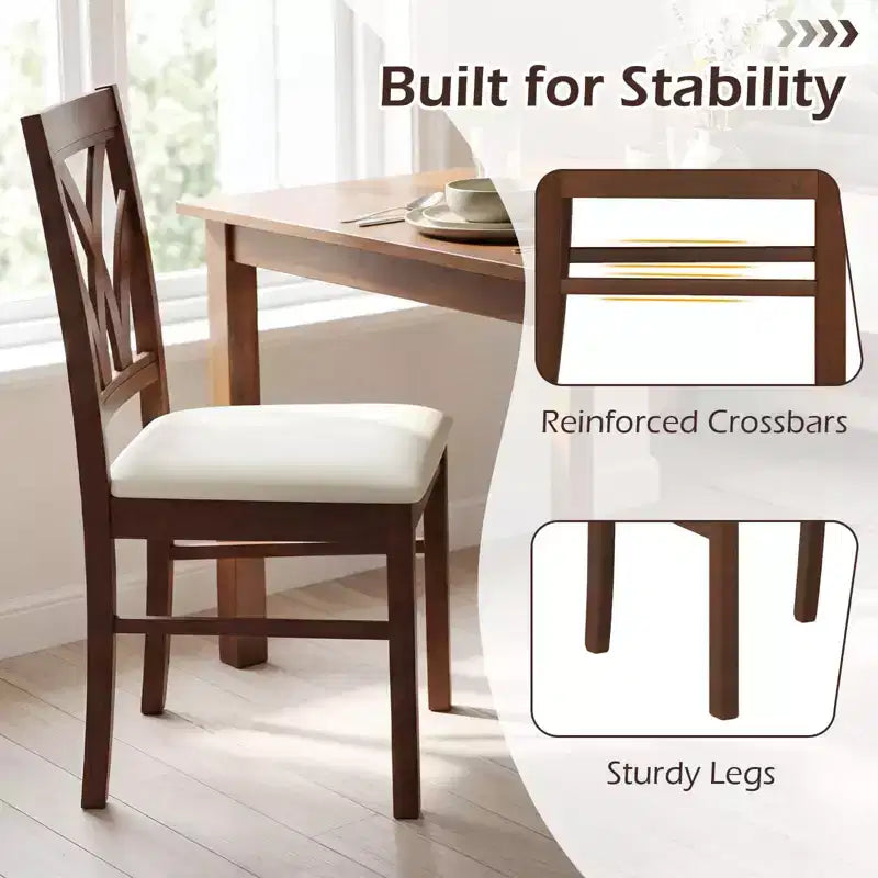 Costway Wooden Dining Chairs Set of 2/4 with Rubber Wood Frame Hollowed Backrest for Kitchen Brown + Beige/Oak + Light Brown