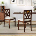 Costway Wooden Dining Chairs Set of 2/4 with Rubber Wood Frame Hollowed Backrest for Kitchen Brown + Beige/Oak + Light Brown