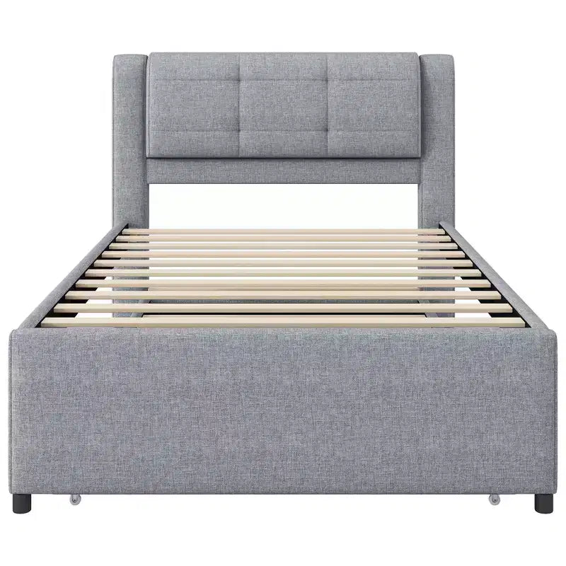 Twin/Full Size Upholstered Platform Bed Frame with Soft Padded Headboard & Trundle - ModernLuxe