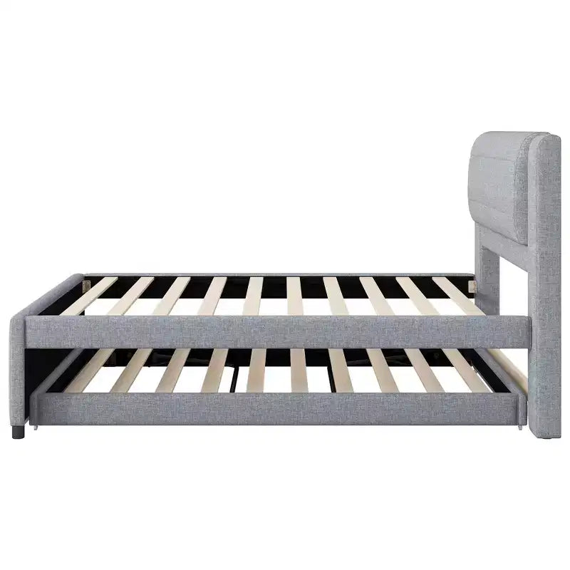 Twin/Full Size Upholstered Platform Bed Frame with Soft Padded Headboard & Trundle - ModernLuxe