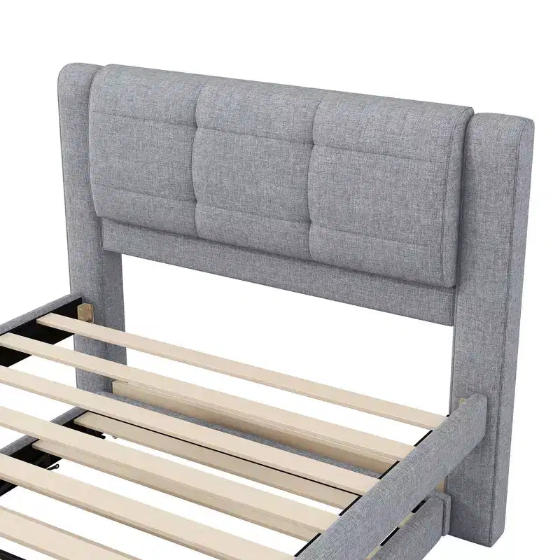 Twin/Full Size Upholstered Platform Bed Frame with Soft Padded Headboard & Trundle - ModernLuxe
