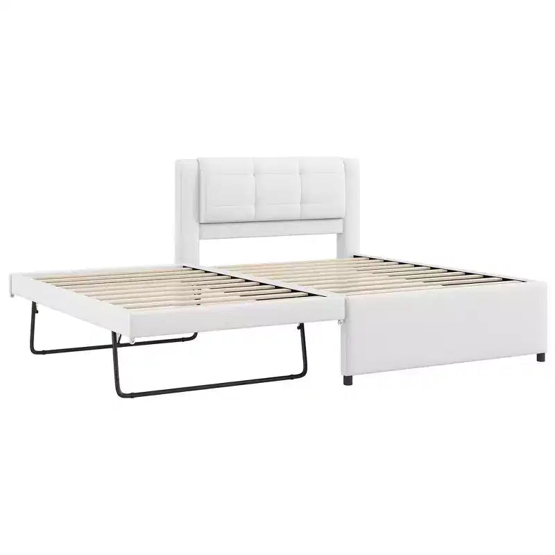 Twin/Full Size Upholstered Platform Bed Frame with Soft Padded Headboard & Trundle - ModernLuxe