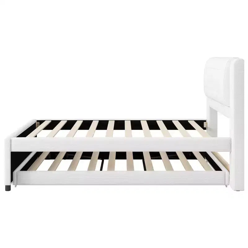 Twin/Full Size Upholstered Platform Bed Frame with Soft Padded Headboard & Trundle - ModernLuxe