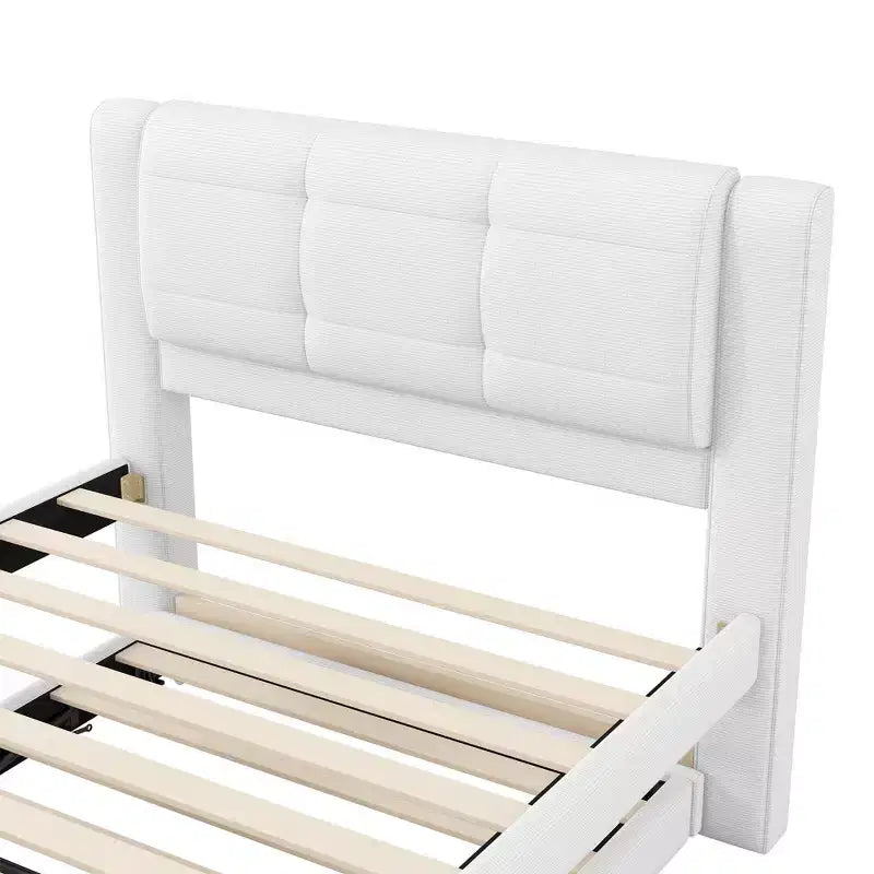 Twin/Full Size Upholstered Platform Bed Frame with Soft Padded Headboard & Trundle - ModernLuxe