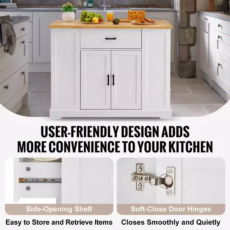 Kitchen Island Cart Storage Cabinet Serving Cart with Drawer Shelves Heavy Duty Portable