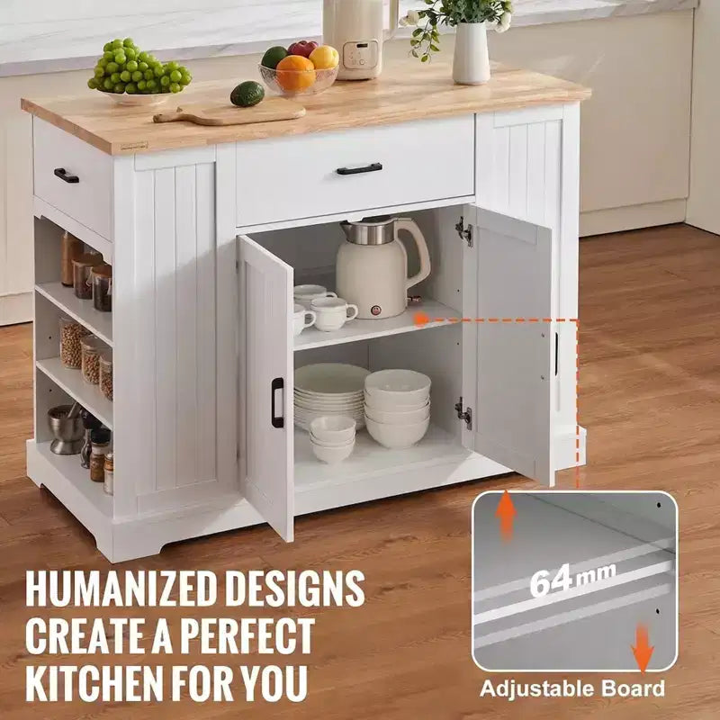 Kitchen Island Cart Storage Cabinet Serving Cart with Drawer Shelves Heavy Duty Portable