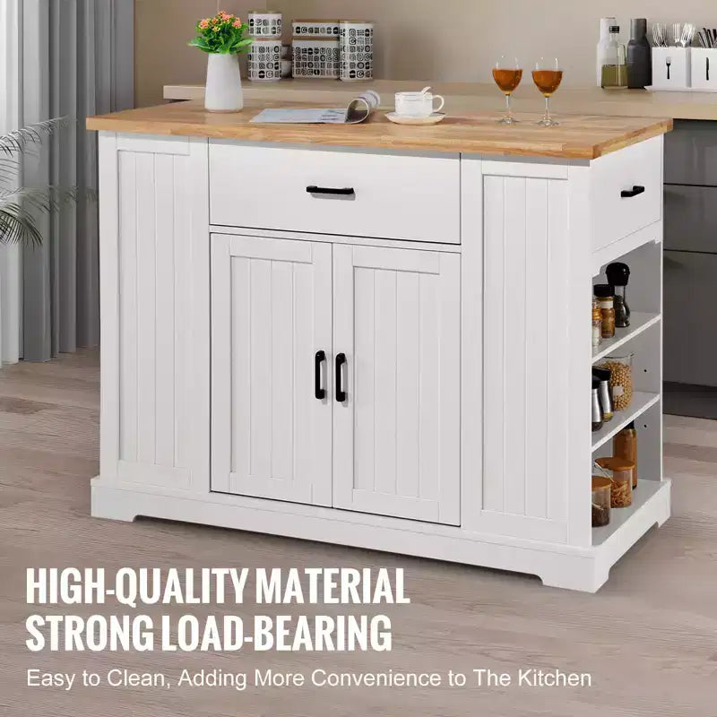 Kitchen Island Cart Storage Cabinet Serving Cart with Drawer Shelves Heavy Duty Portable