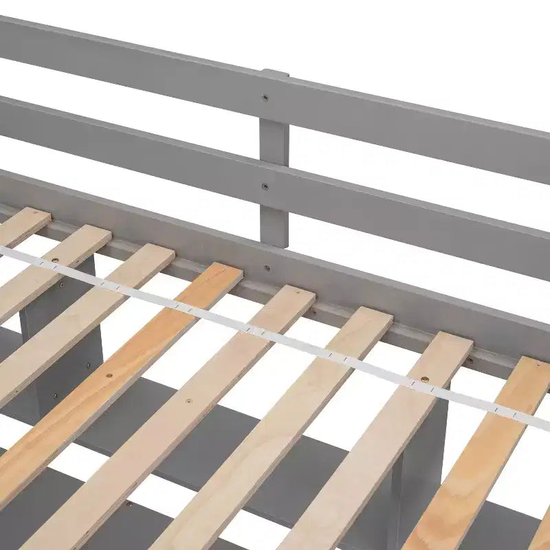 Bellemave Full?Loft Bed with Desk and Storage Shelves,Pine Loft Bed Frame with Storage Stairs for Boys and Girls,No Box Spring Needed,Grey