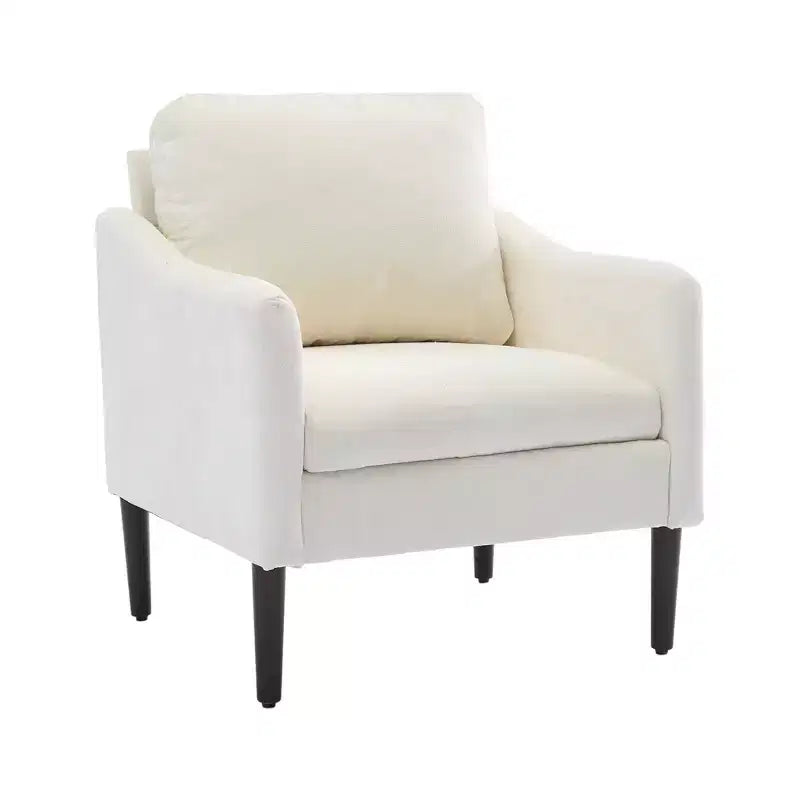Mid-Century Modern Accent Chair, 5.5 Thick Seat Cushion Chenille Fabric Curved Armchair, Comfy Single Sofa Chair for Bedroom, Living Room, Office