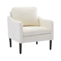 Mid-Century Modern Accent Chair, 5.5 Thick Seat Cushion Chenille Fabric Curved Armchair, Comfy Single Sofa Chair for Bedroom, Living Room, Office