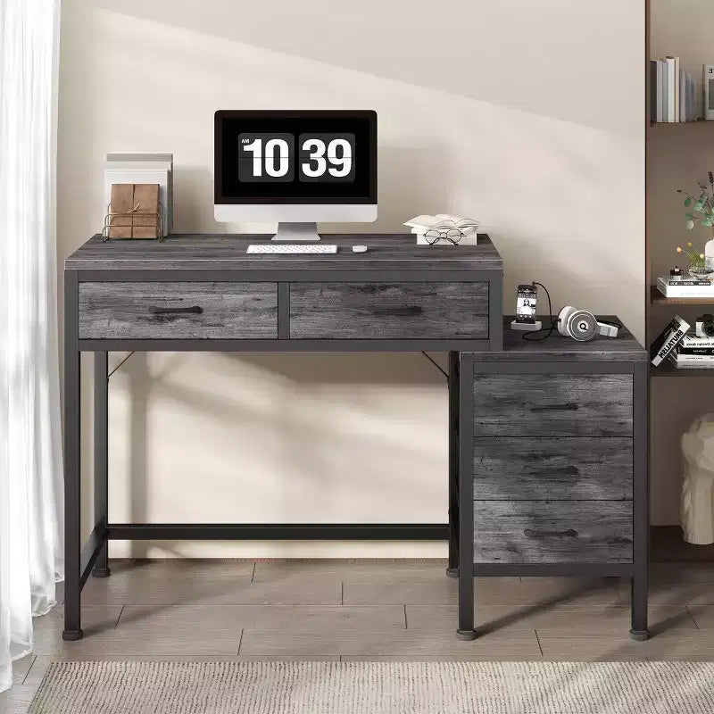 JIONJOY 51 Computer Desk with 5 Drawers & Printer Stand, Home Office Writing Desk for Study, Bedroom & Living Room